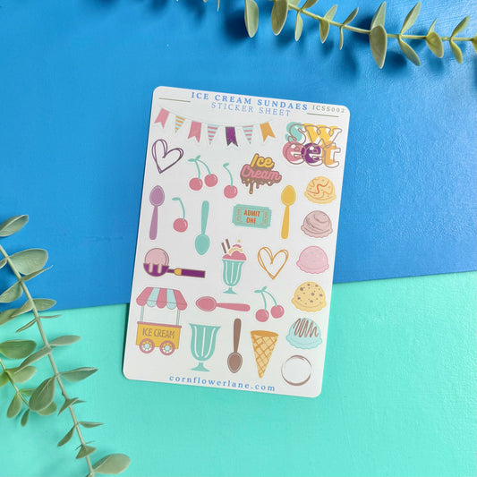 Ice Cream Sundaes Sticker Sheet