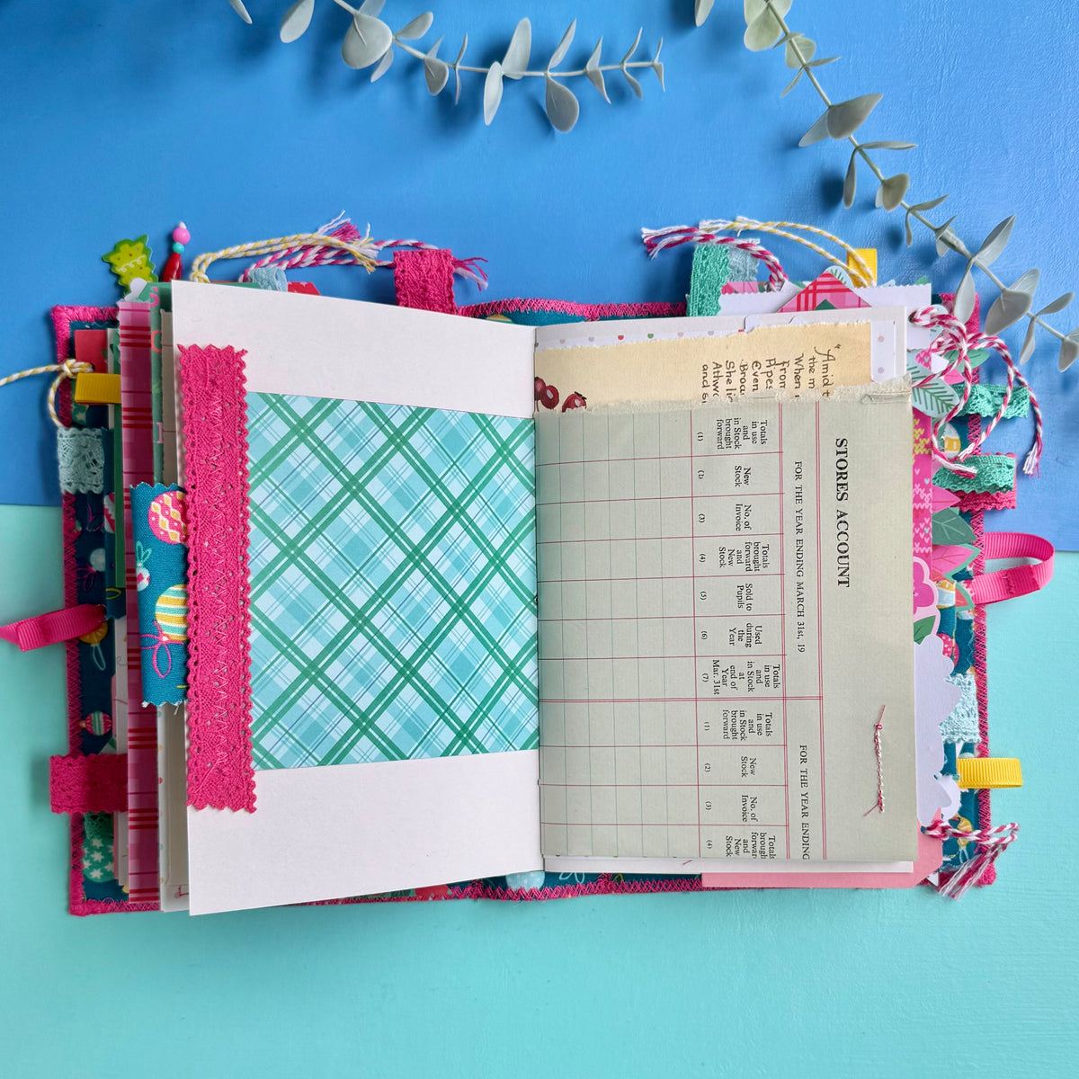 Handmade Christmas Journal - Liberty Tumbling Baubles Fabric Cover