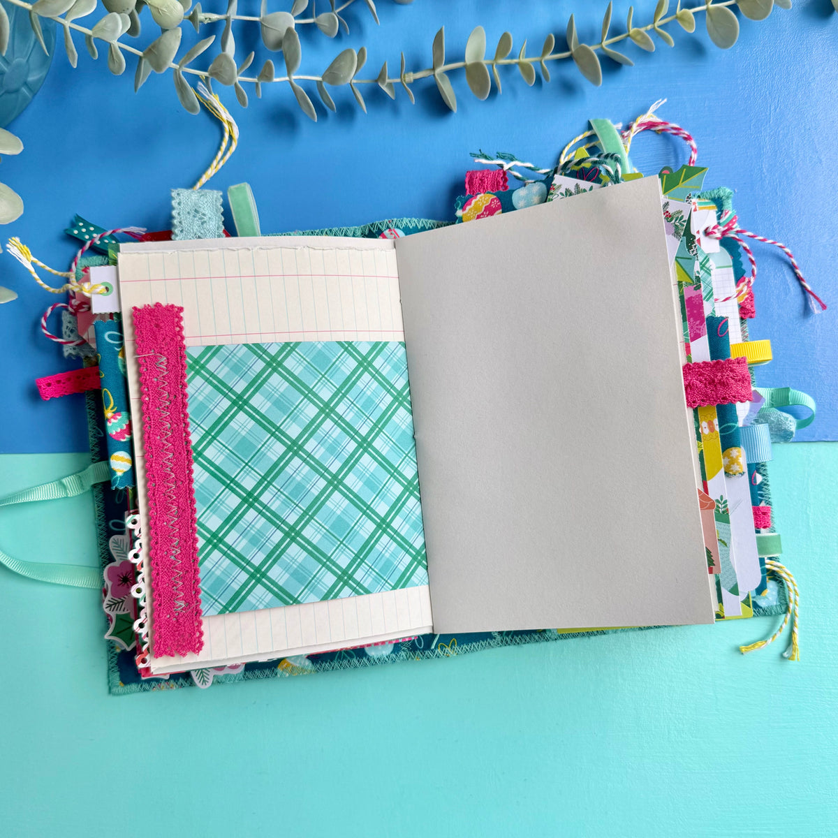 Handmade Christmas Journal - Liberty Tumbling Baubles Fabric Cover