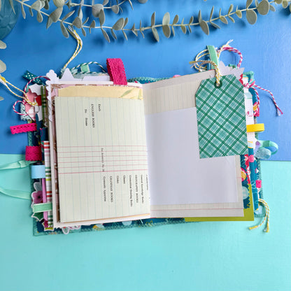 Handmade Christmas Journal - Liberty Tumbling Baubles Fabric Cover