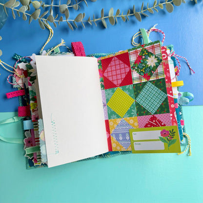 Handmade Christmas Journal - Liberty Tumbling Baubles Fabric Cover