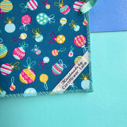 Handmade Christmas Journal - Liberty Tumbling Baubles Fabric Cover
