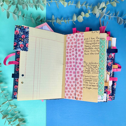 Handmade Junk Journal - Rifle Paper Co Fabric Cover - Rosa