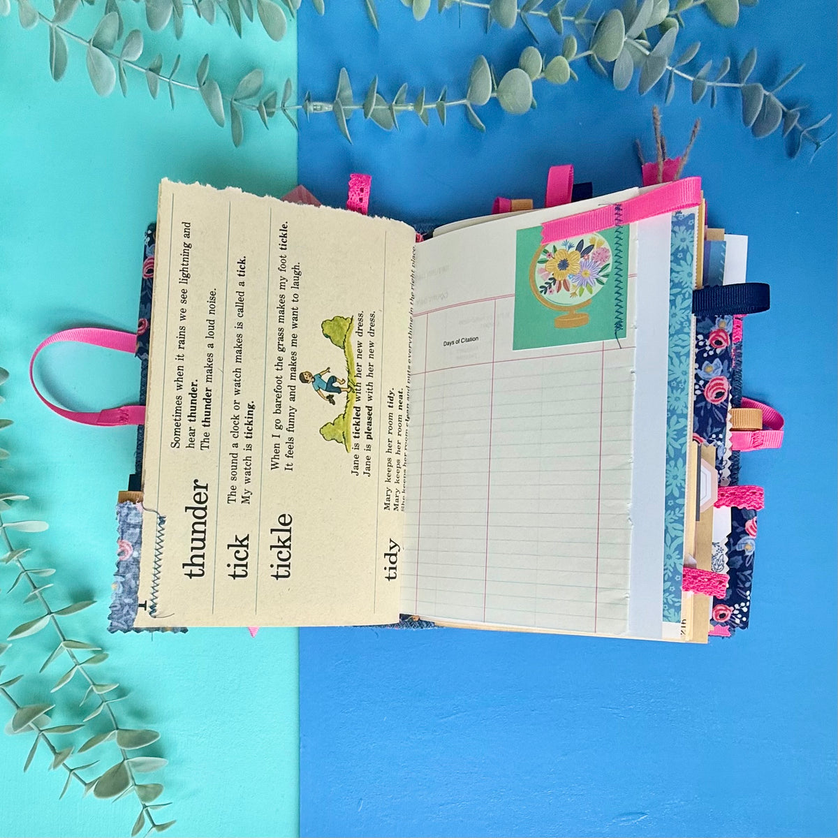 Handmade Junk Journal - Rifle Paper Co Fabric Cover - Rosa