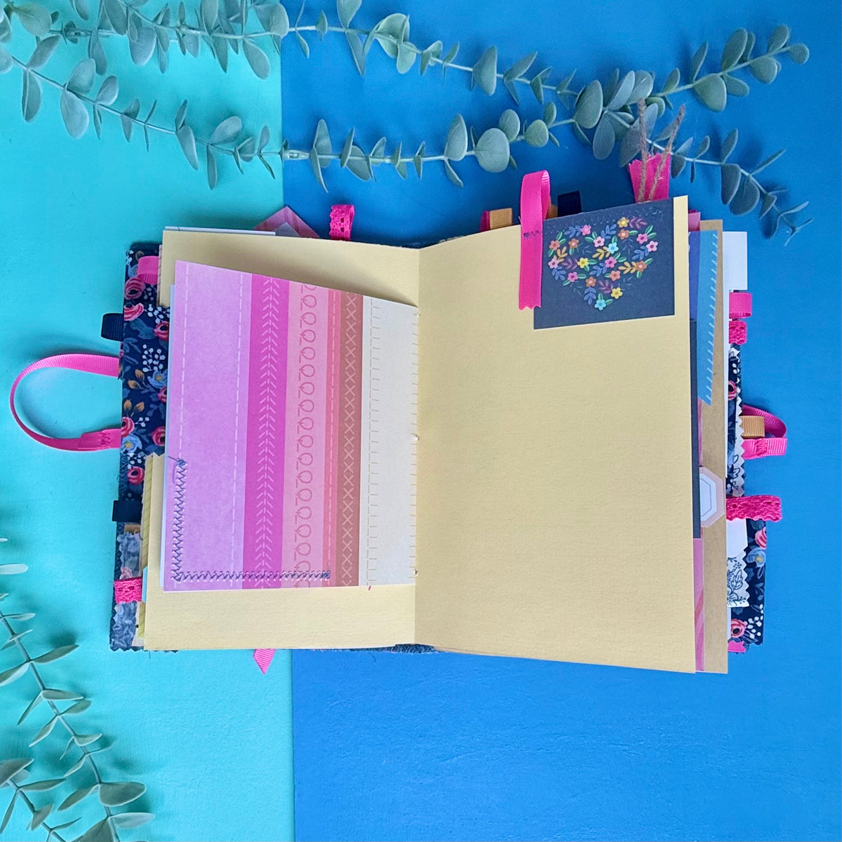 Handmade Junk Journal - Rifle Paper Co Fabric Cover - Rosa