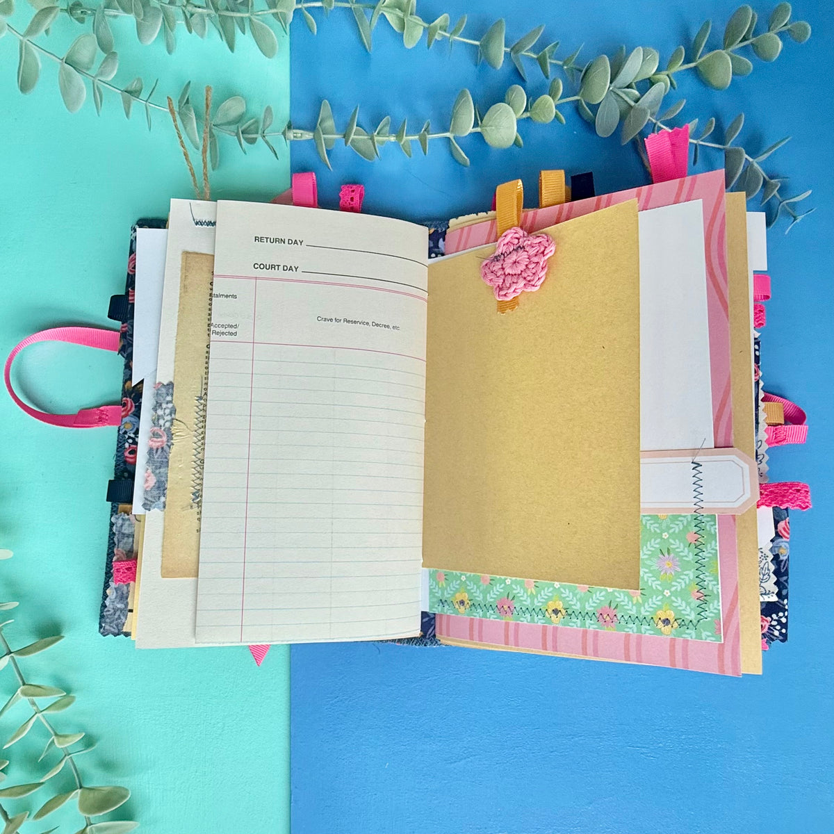Handmade Junk Journal - Rifle Paper Co Fabric Cover - Rosa