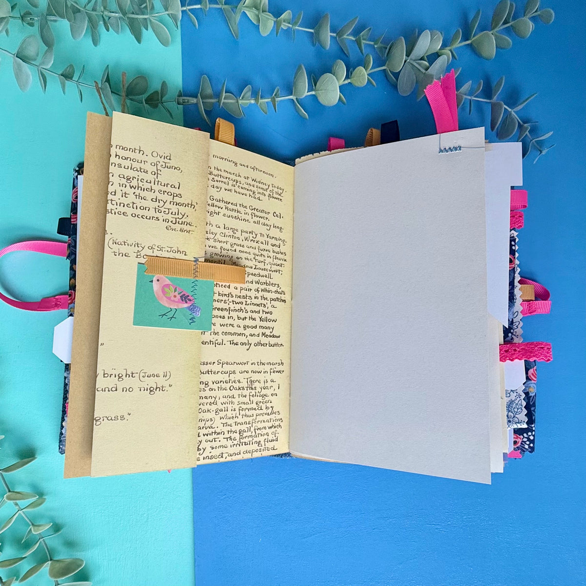 Handmade Junk Journal - Rifle Paper Co Fabric Cover - Rosa