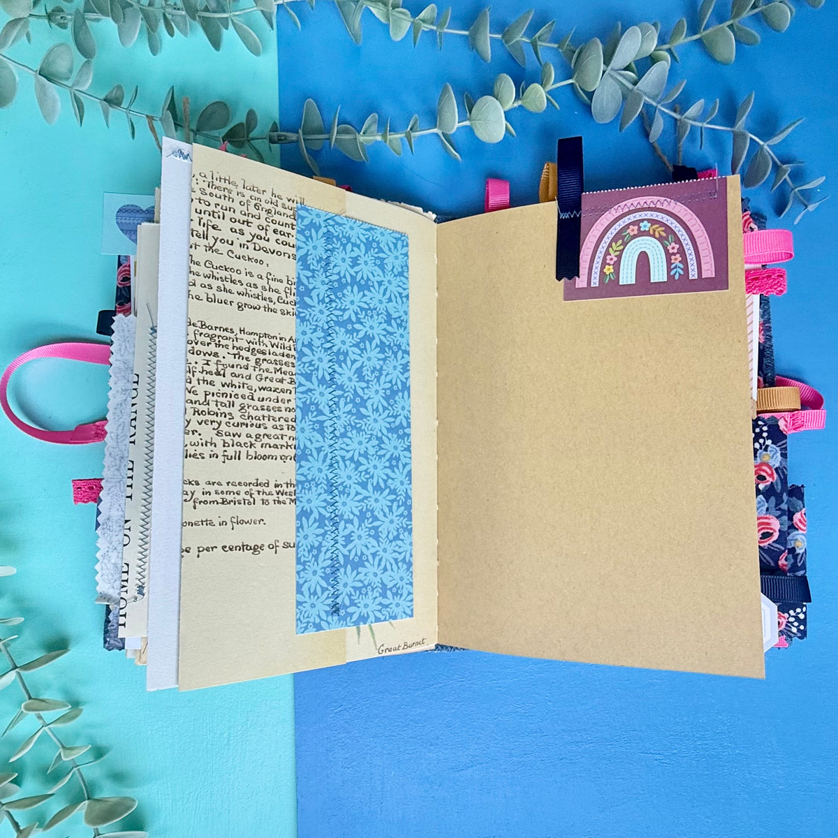 Handmade Junk Journal - Rifle Paper Co Fabric Cover - Rosa