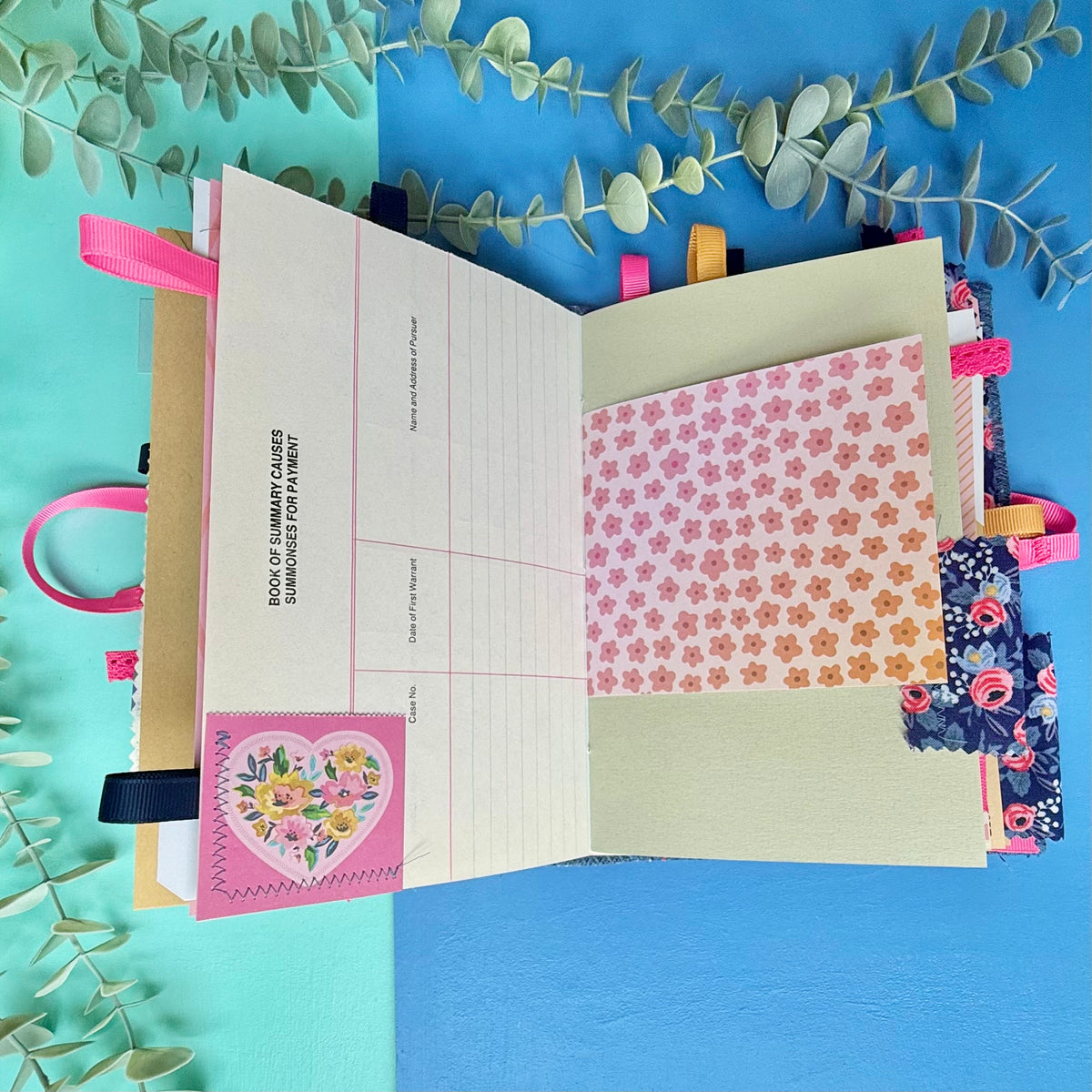 Handmade Junk Journal - Rifle Paper Co Fabric Cover - Rosa