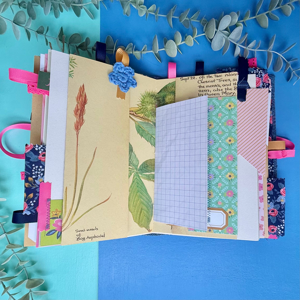 Handmade Junk Journal - Rifle Paper Co Fabric Cover - Rosa