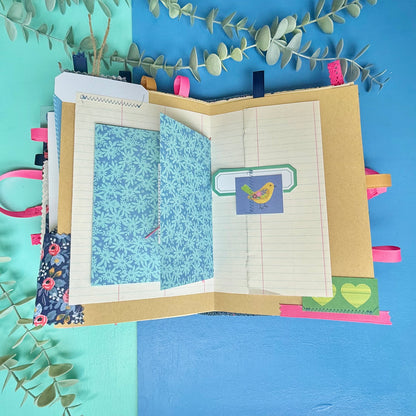 Handmade Junk Journal - Rifle Paper Co Fabric Cover - Rosa