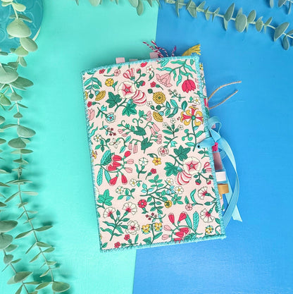 Handmade Journal Liberty Fabric Cover - Sunrise Wildflower Field