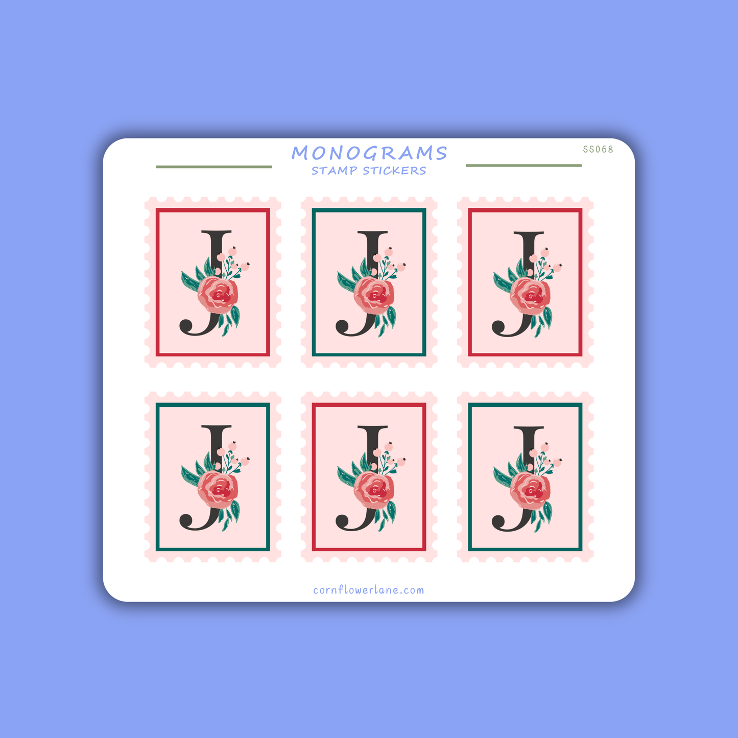 Stamp Stickers - Floral Monogram Collection