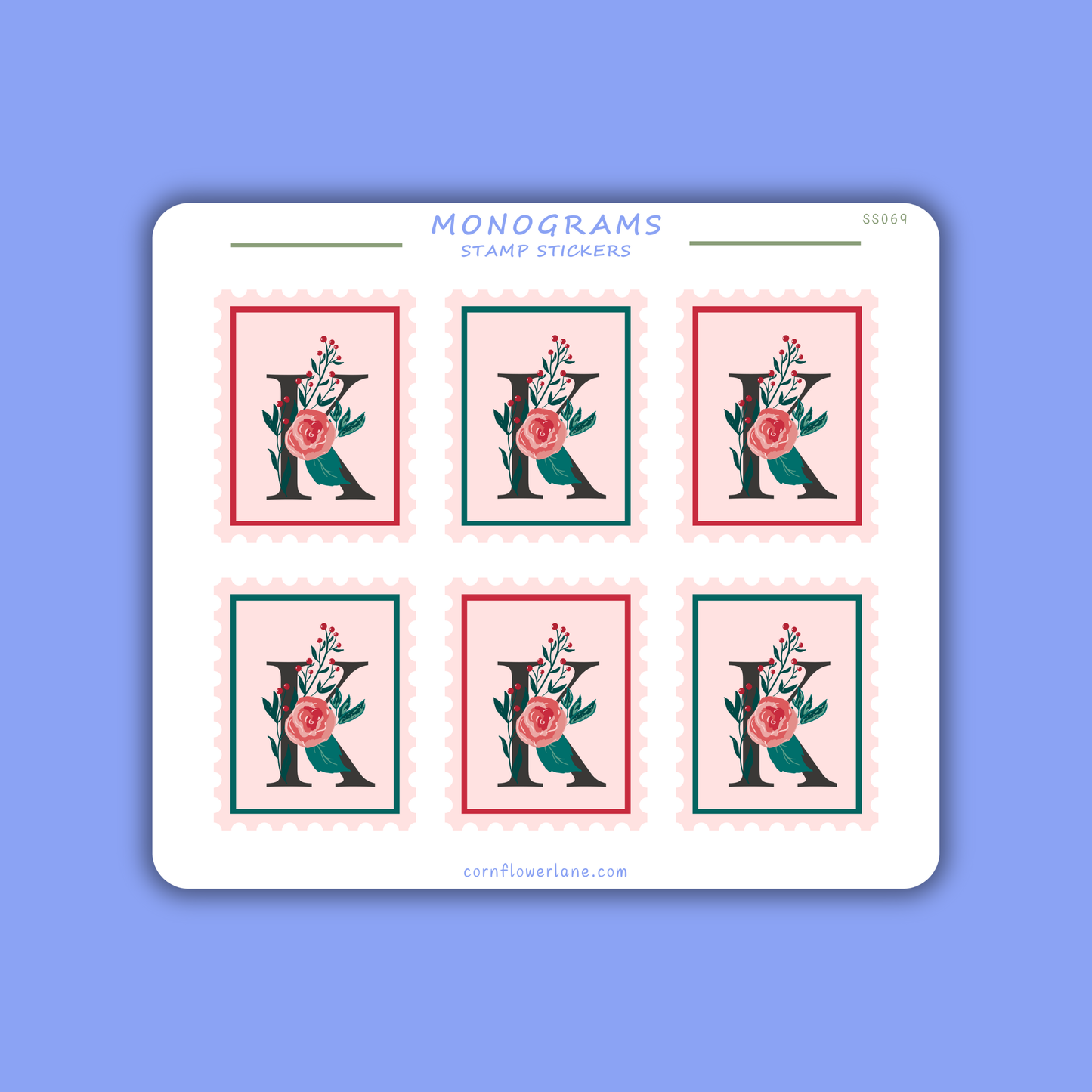Stamp Stickers - Floral Monogram Collection