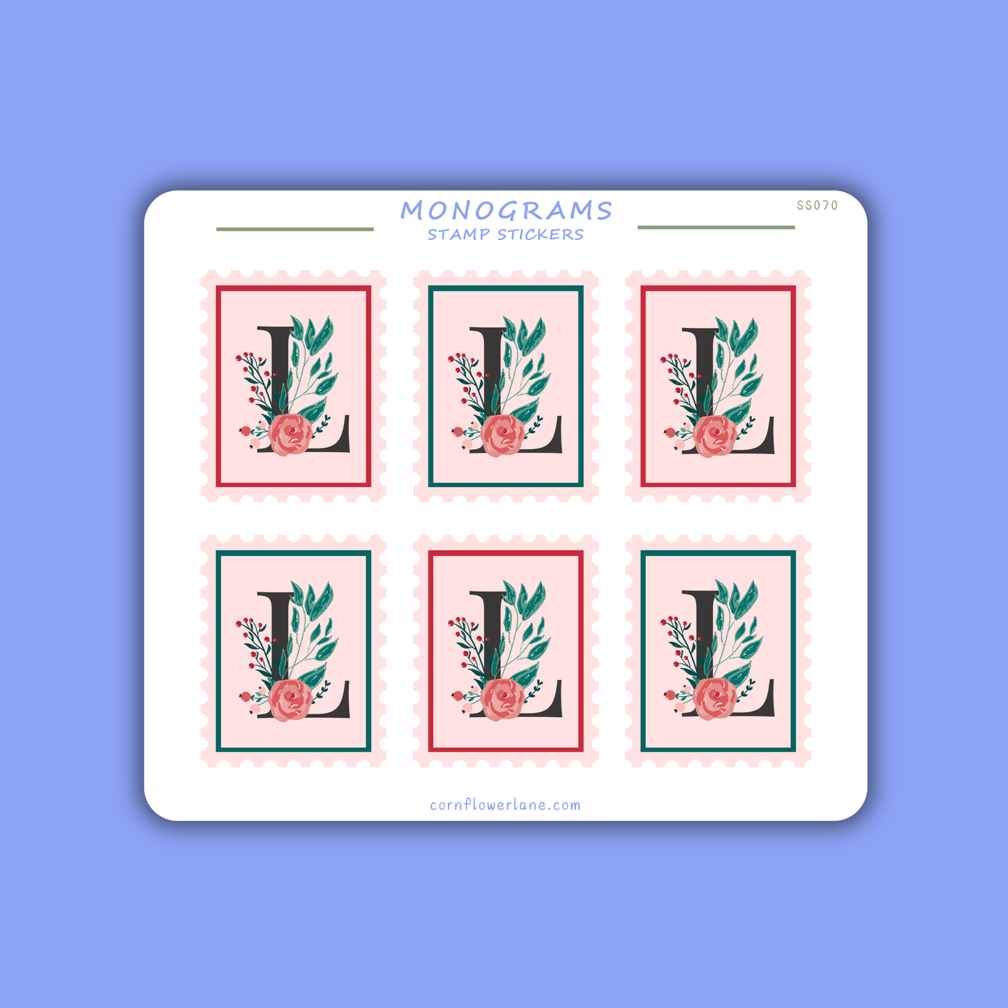 Stamp Stickers - Floral Monogram Collection