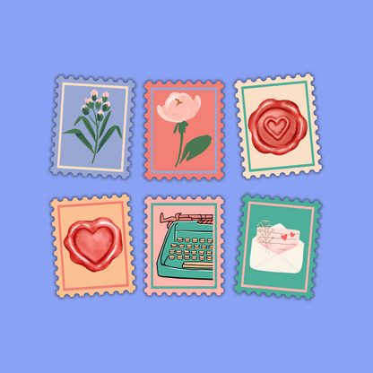 Lovely Things Stamp Sticker Collection – Cottagecore, Folk Art & Nature-Inspired Designs