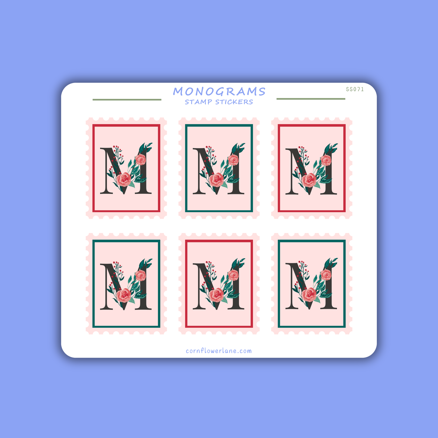 Stamp Stickers - Floral Monogram Collection