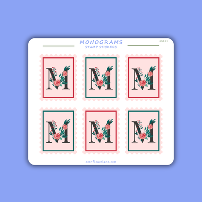 Stamp Stickers - Floral Monogram Collection