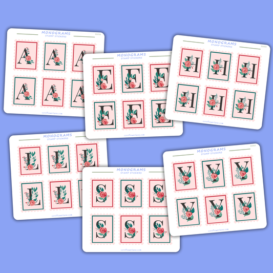 Stamp Stickers - Floral Monogram Collection