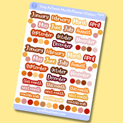 Cosy Autumn Month Planner Sticker Sheet