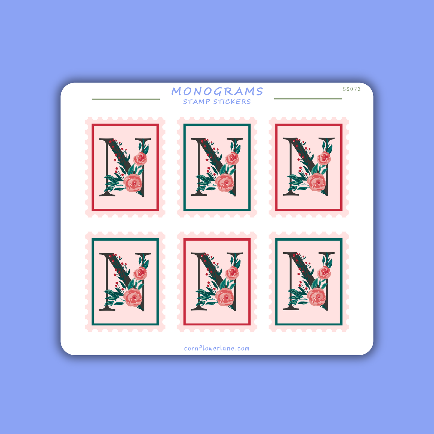 Stamp Stickers - Floral Monogram Collection