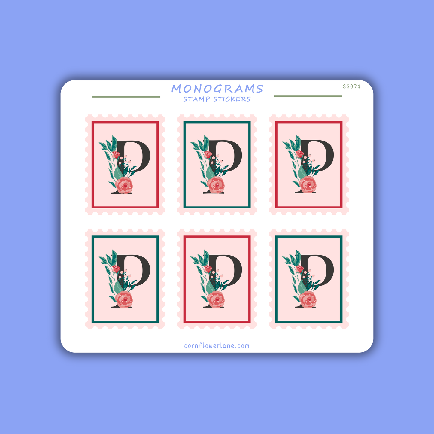 Stamp Stickers - Floral Monogram Collection