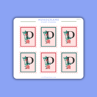 Stamp Stickers - Floral Monogram Collection