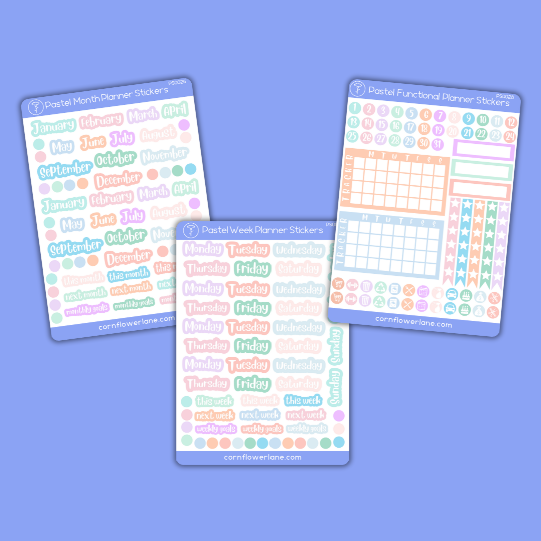 Pastel Functional Planner Sticker Sheet