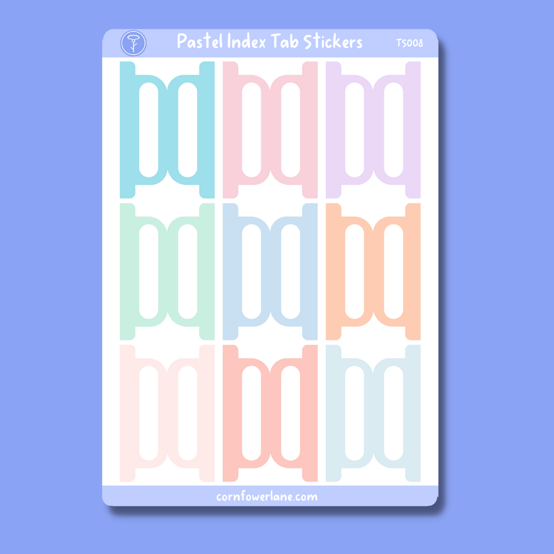 Pastel Index Tabs Sticker Sheet