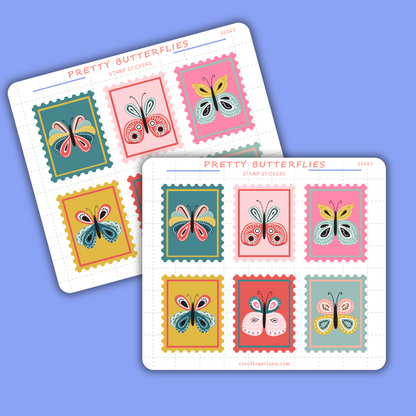 Pretty Butterflies Stamp Stickers