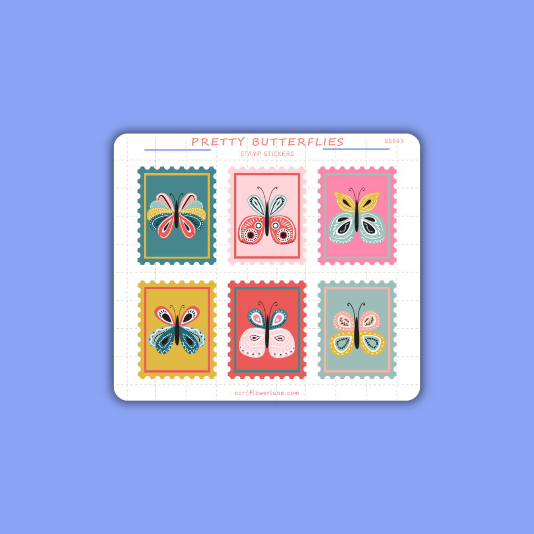 Pretty Butterflies Stamp Stickers