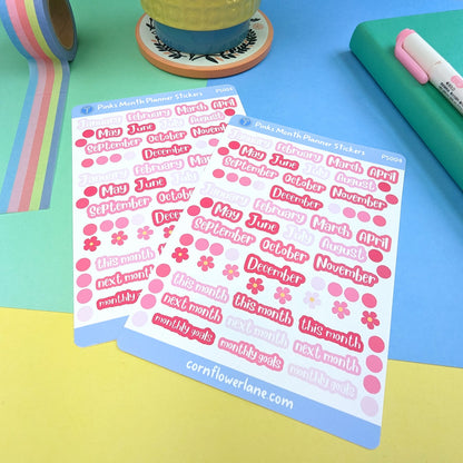 Pinks Month Planner Sticker Sheet