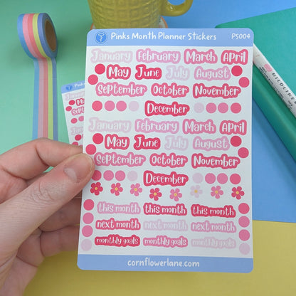 Pinks Month Planner Sticker Sheet