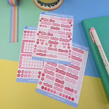 Pinks Month Planner Sticker Sheet