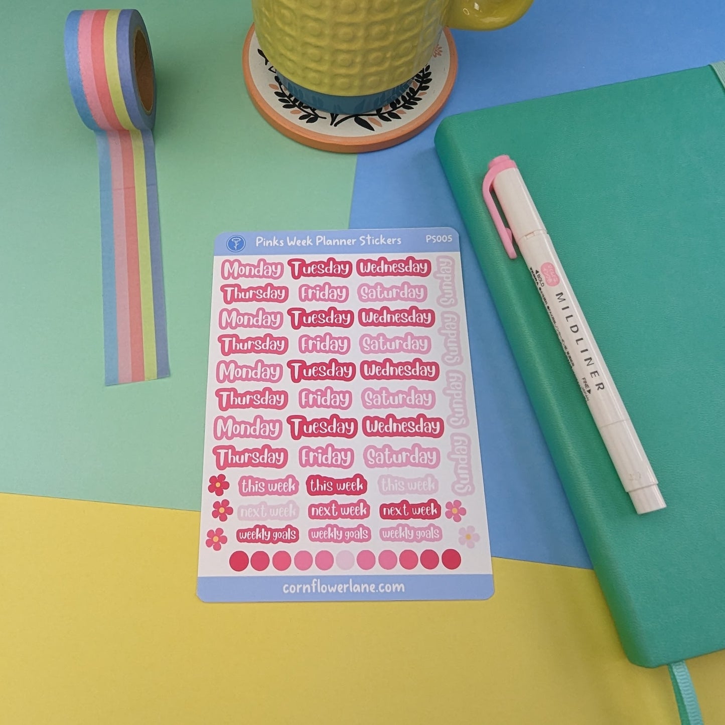 Pinks Week Planner Sticker Sheet