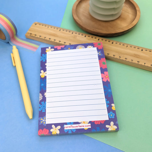 A6 Notepad Floral Meadow - Cornflowers