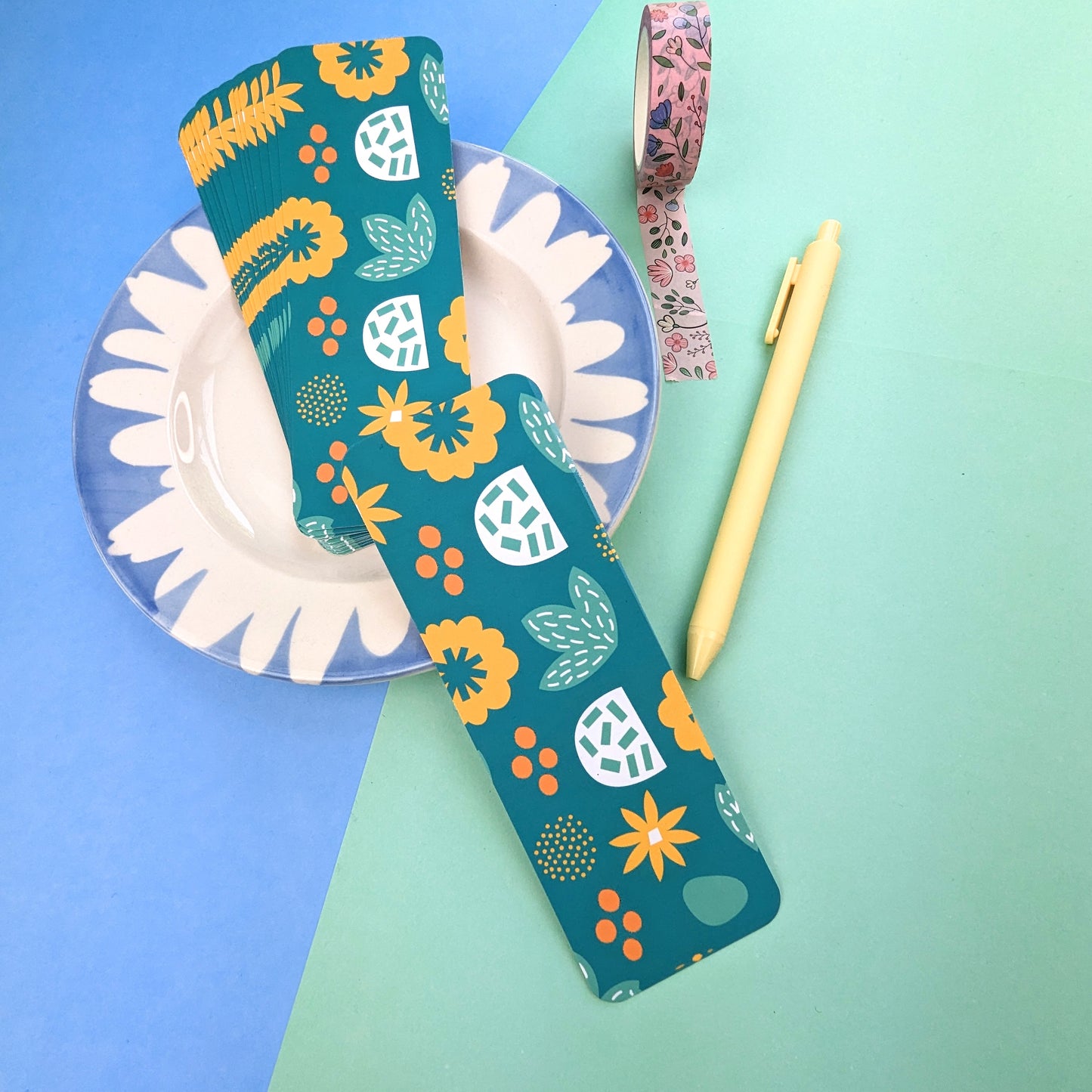 Floral Cutouts Bookmark - Teal