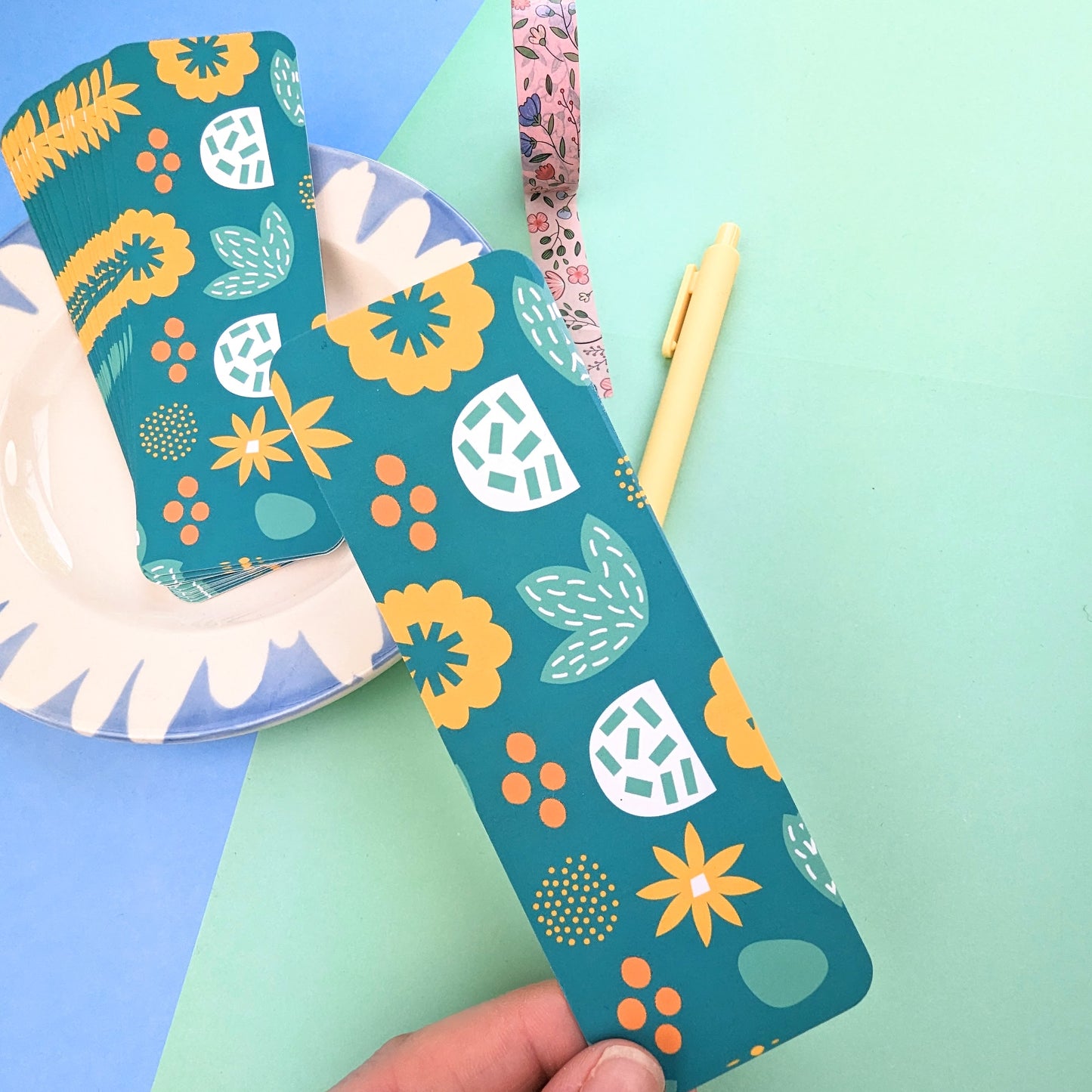 Floral Cutouts Bookmark - Teal
