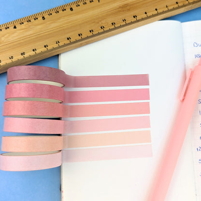 Washi Tape Colour Shades 6 Pack - Various Colours