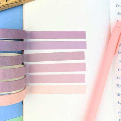 Washi Tape Colour Shades 6 Pack - Various Colours