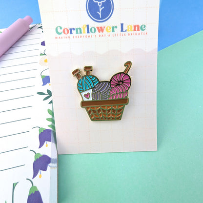 Yarn Basket Enamel Pin