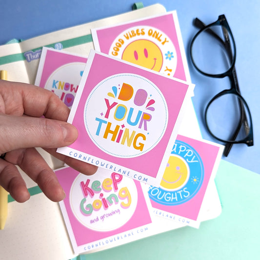 Bright Inspirational Stickers - Pink