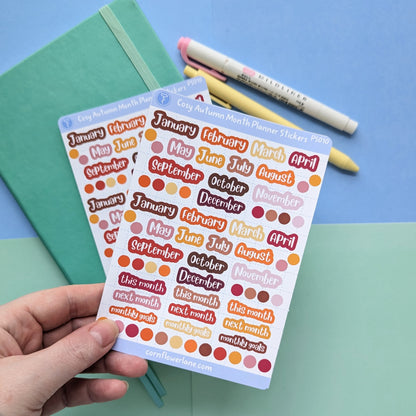 Cosy Autumn Month Planner Sticker Sheet