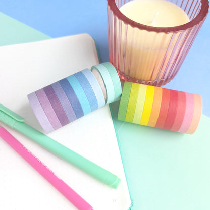 7.5mm Rainbow Washi Tape - 20 Roll Set