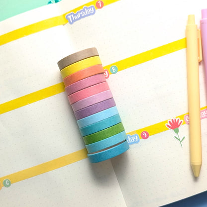 Rainbow Washi Tape - 12 Roll Set Narrow