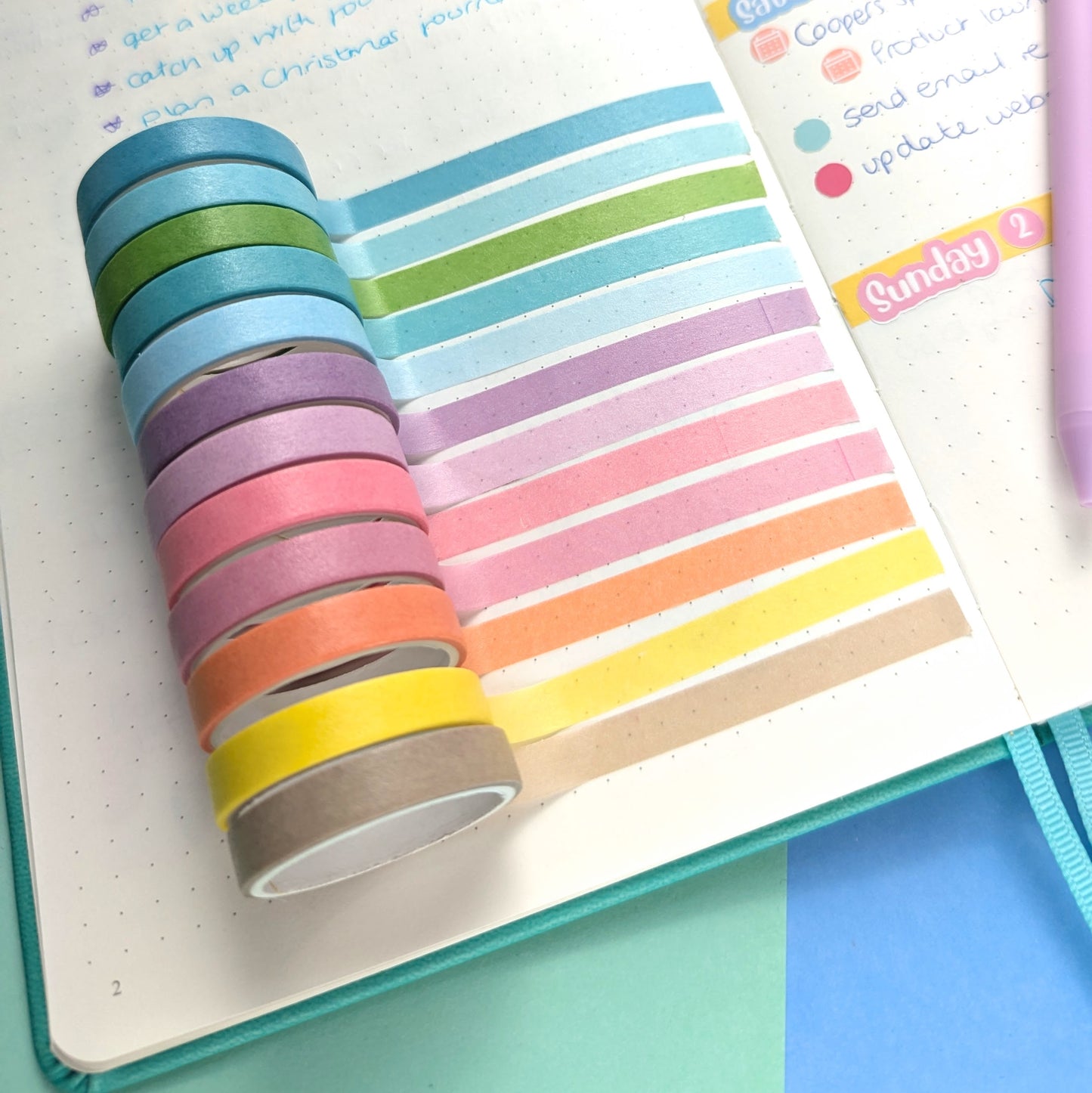 Rainbow Washi Tape - 12 Roll Set Narrow