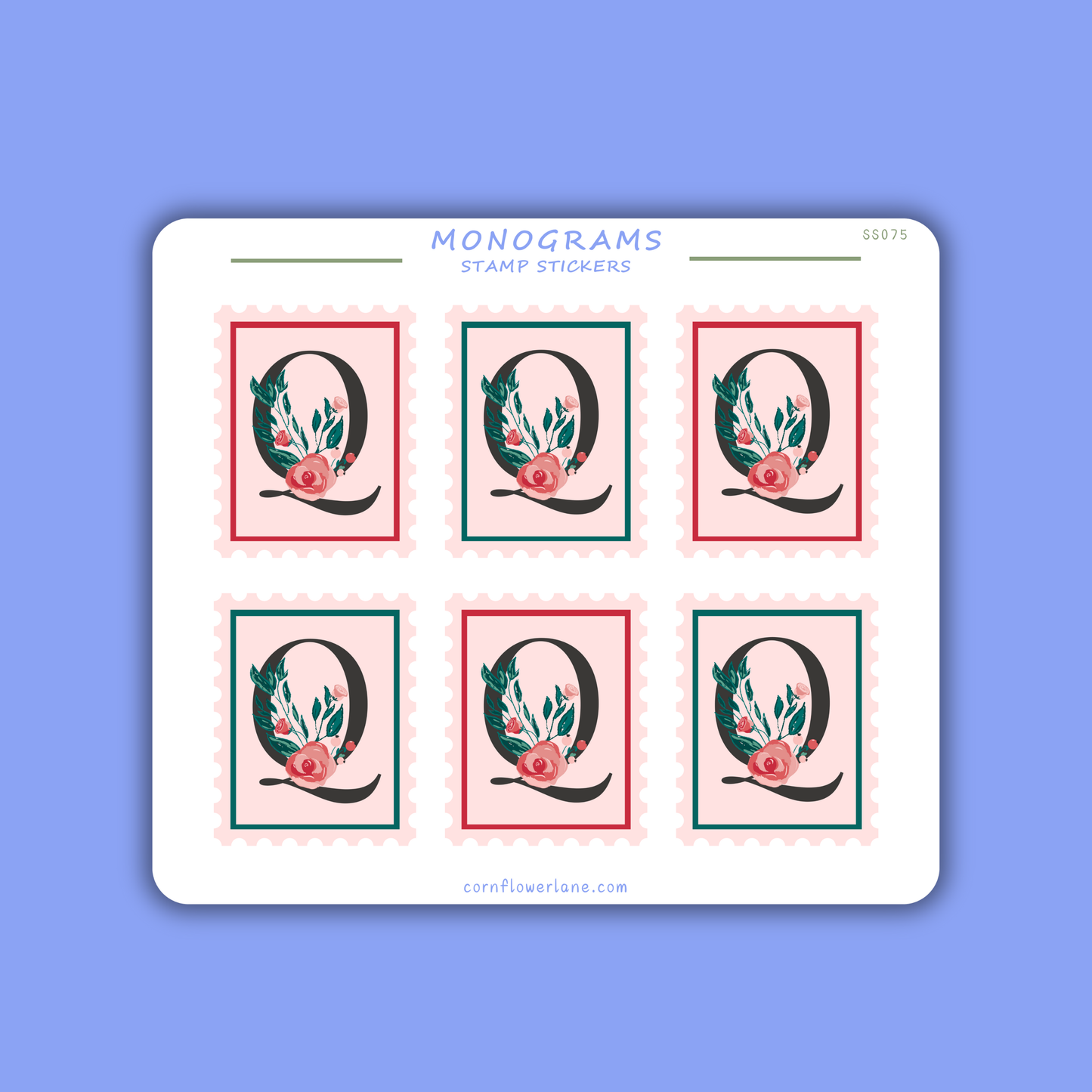 Stamp Stickers - Floral Monogram Collection