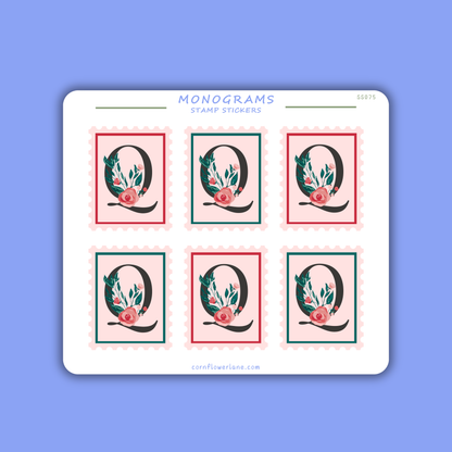 Stamp Stickers - Floral Monogram Collection