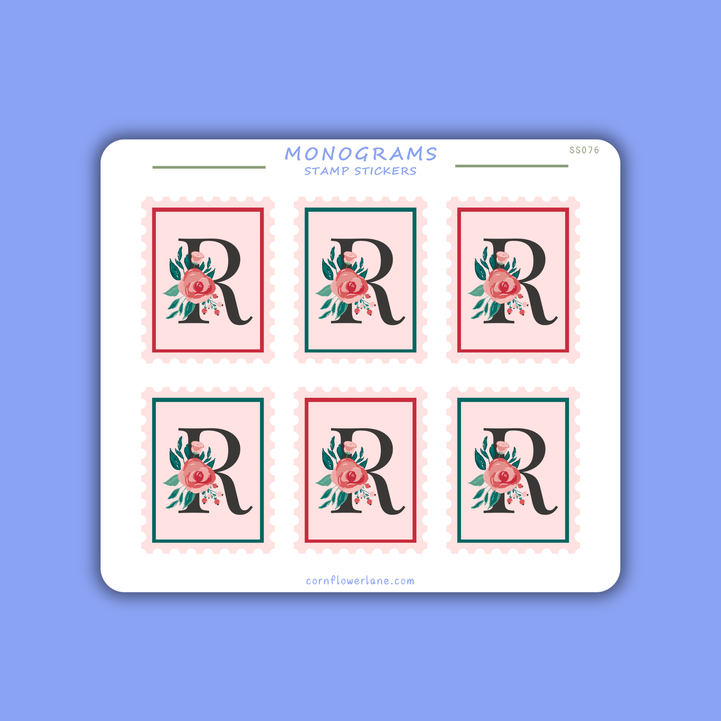 Stamp Stickers - Floral Monogram Collection