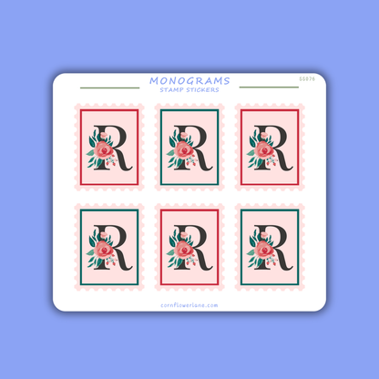 Stamp Stickers - Floral Monogram Collection